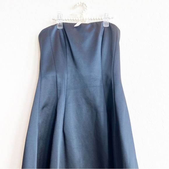 Diane Von Furstenberg Women's Strapless A-Line Midi Dress Satin Navy Blue 2 - Picture 3 of 10